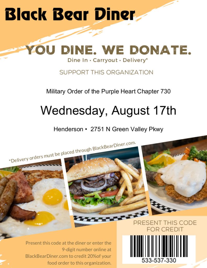 You Dine. We Donate Black Bear Diner Veterans Action Foundation